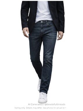 Dark Wash Skinny Jeans Minimalist Euro Denim 34x32